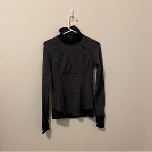 Lululemon Base Runner 1/2 ZipCoco Pique Black White / Black Size 4